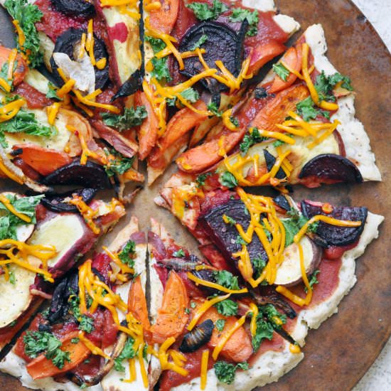 Vegan Roasted Root Veggie Pizza