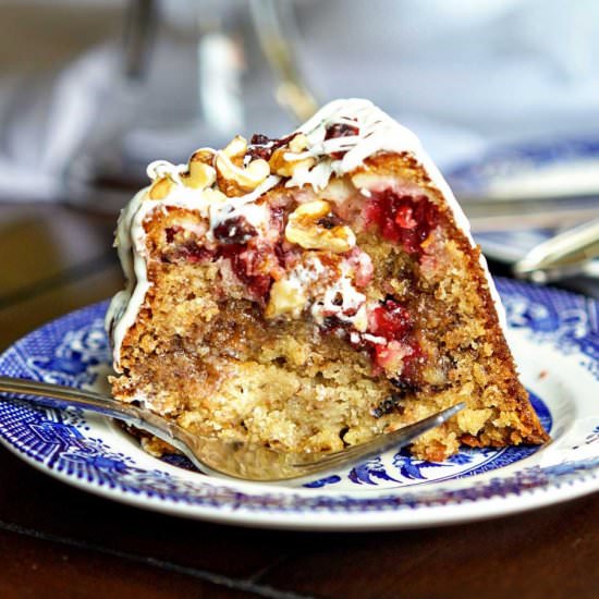 Cranberry Cream Cheese Stuffed Cake