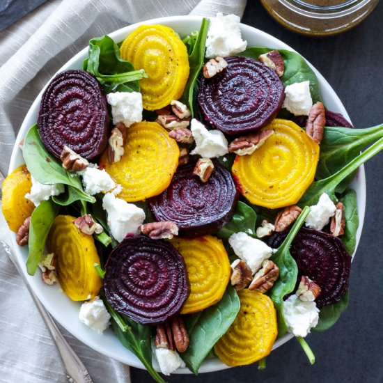Roasted Beet and Spinach Salad