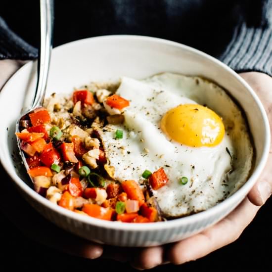 Savory Oatmeal with Fried Egg