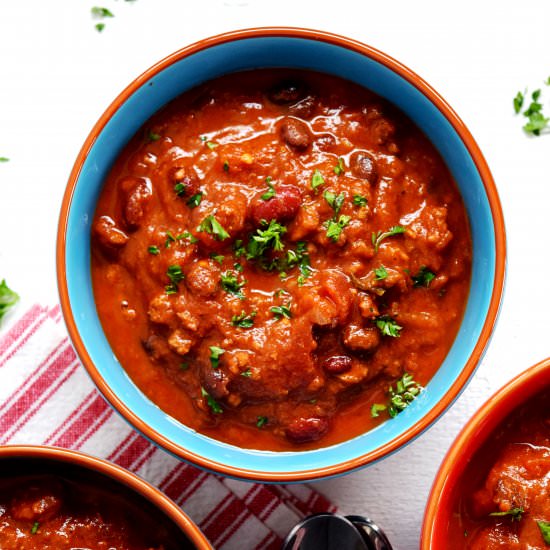 Chunky Vegetarian Beef Chili