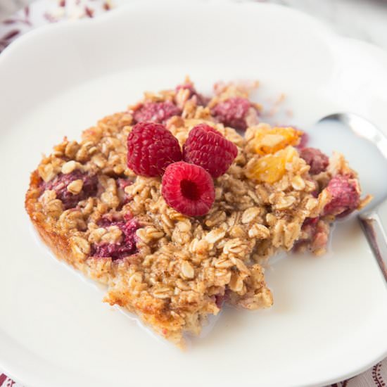 Orange and Raspberry Baked Oatmeal