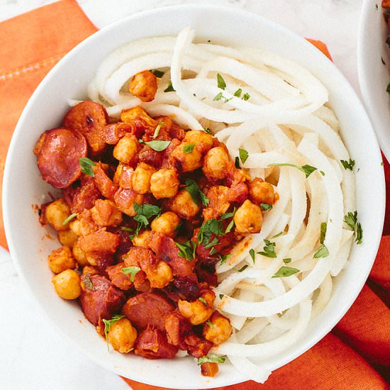 Chorizo and Chickpeas Harissa Stew