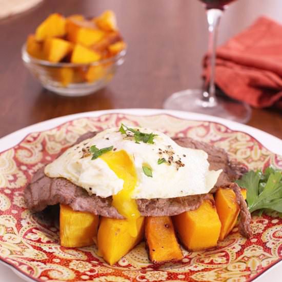 Steak With Fried Egg For One