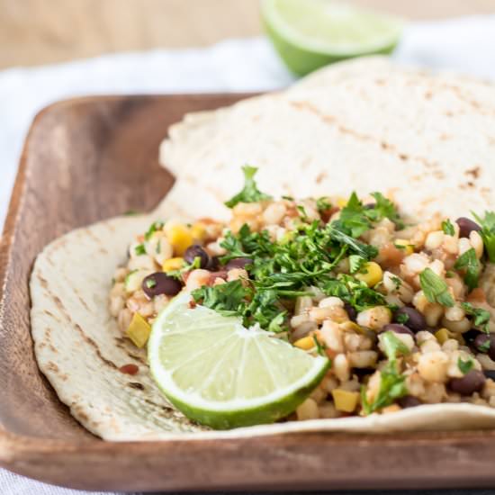 Black Bean and Barley Burritos