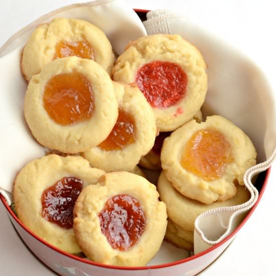 Shortbread Jam Thumbprint Cookies