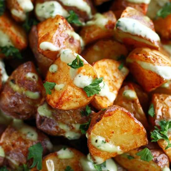 Crispy Potatoes with Avocado Aioli