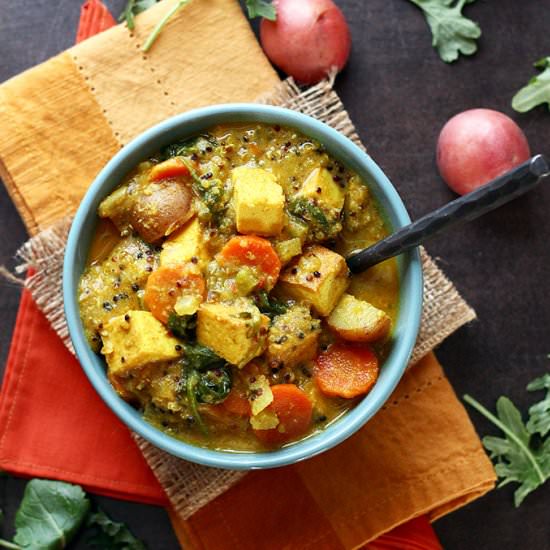 Tofu & Potato Coconut Curry Soup