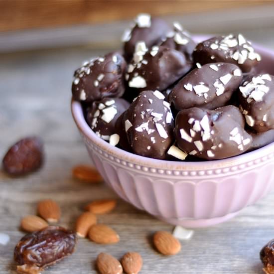 Dark Chocolate Covered Almond stuffed Dates