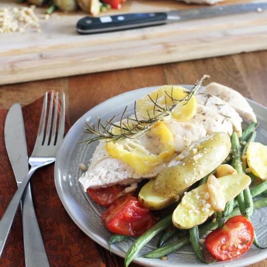 One-Pan Meyer Lemon Chicken + Veggies