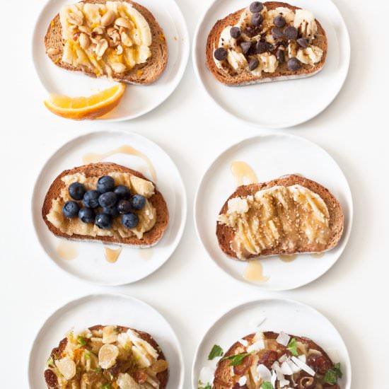 Banana Breakfast Toast 6 Ways