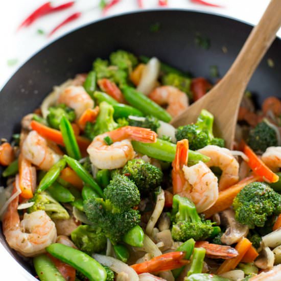 Chili Coconut Shrimp Stir Fry