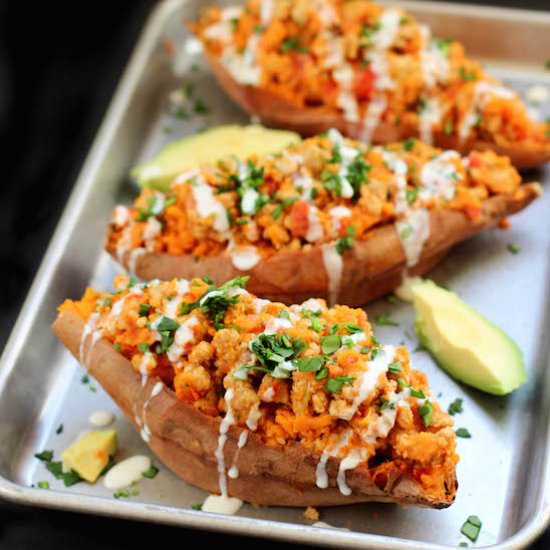 Twice Baked Mexican Sweet Potatoes