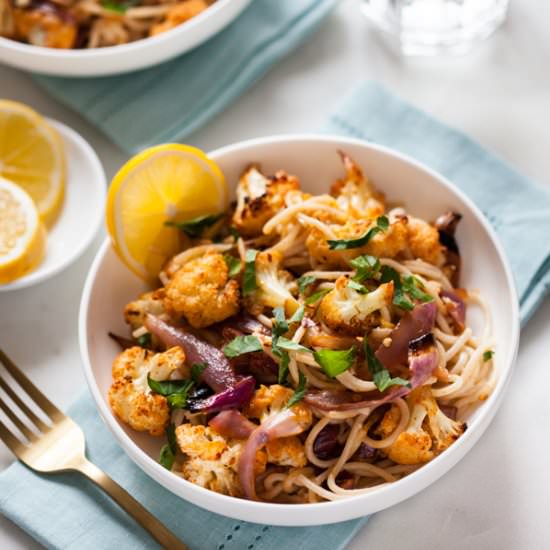 Spicy Roasted Cauliflower Pasta