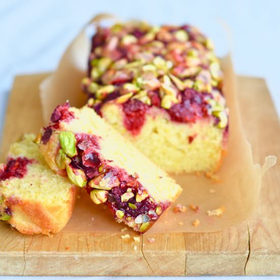 Orange Pistachio Raspberry Cake