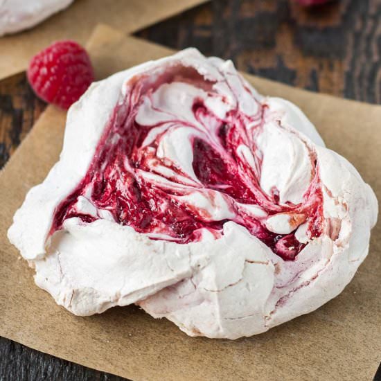 Chewy Raspberry Meringues