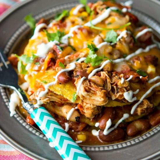 Mexican Chili Tostada Stacks
