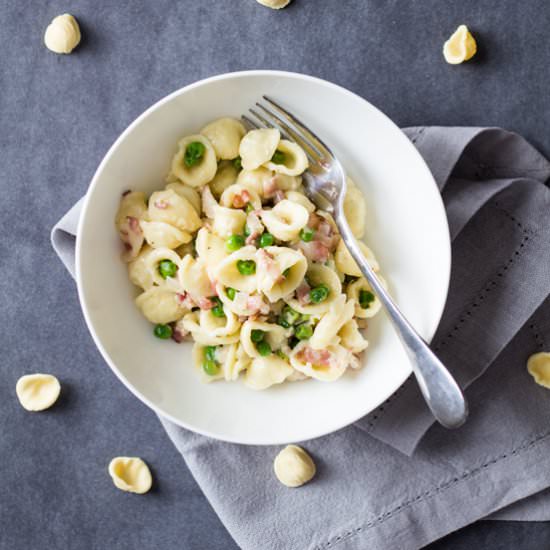 Orecchiette with Peas and Pancetta
