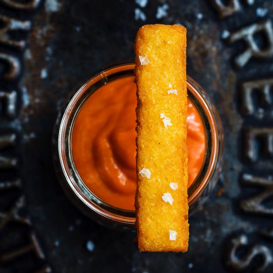 Polenta stick with roasted tomatoes