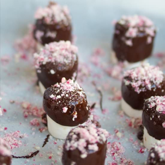 Dark chocolate covered marshmallows