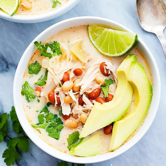 Crockpot Cream Cheese Chicken Chili