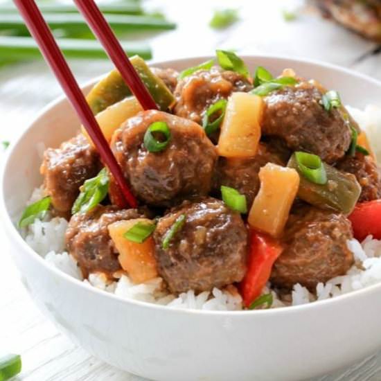 Slow Cooker Hawaiian Meatballs