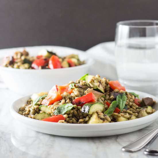 Grilled Vegetable Farro with Pesto