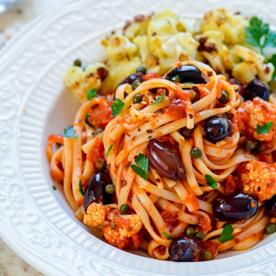 Roasted Cauliflower Pasta Puttanesca