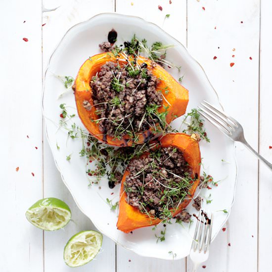 Stuffed Squash with Walnut and Bean