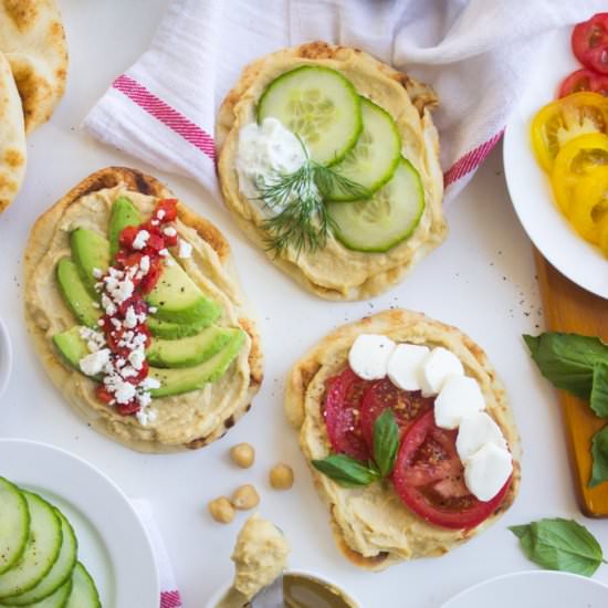 Hummus Naan Toast 3 Ways