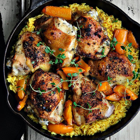 Spanish Chicken over Saffron Rice