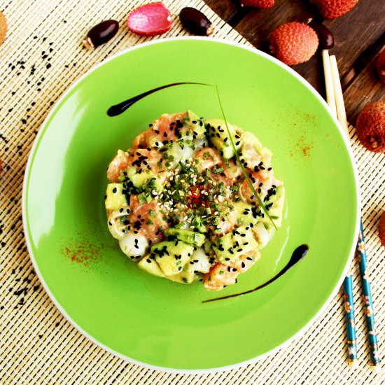 Salmon Avocado Salad with Lychee
