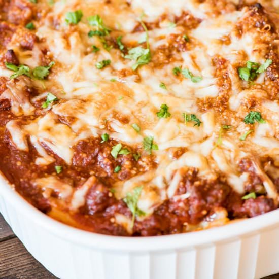 EASY BAKED ZITI CASSEROLE