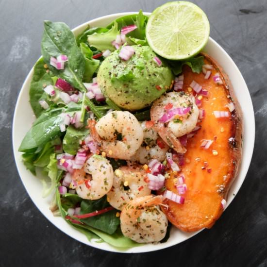 Sweet Potato and Prawn Salad