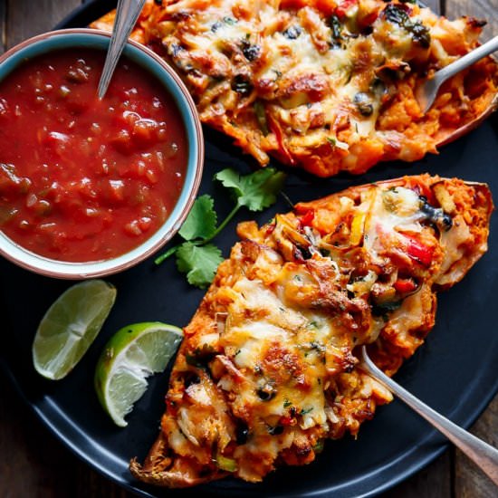 Twice Baked Fajita Sweet Potatoes