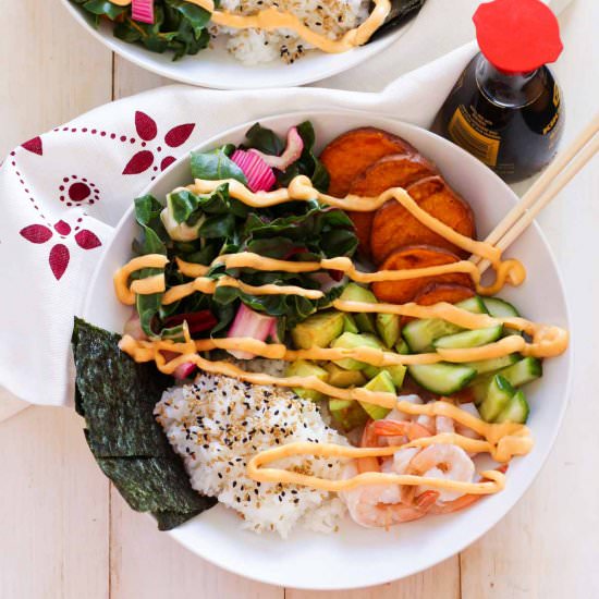 Shrimp Sushi Bowls + Spicy Mayo