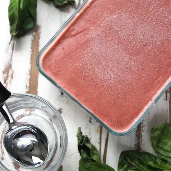 Strawberry-Basil Balsamic Ice Cream