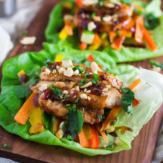 Healthy Thai Chicken Lettuce Wraps