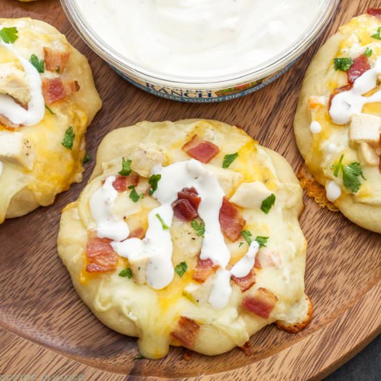 Chicken Bacon Ranch Mini Pizzas