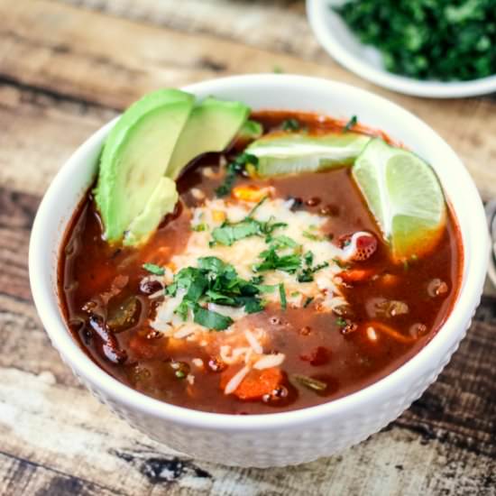 Vegetable Black Bean Tortilla Soup