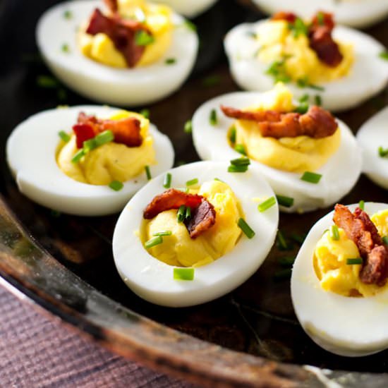 Deviled Eggs with Bacon & Chives