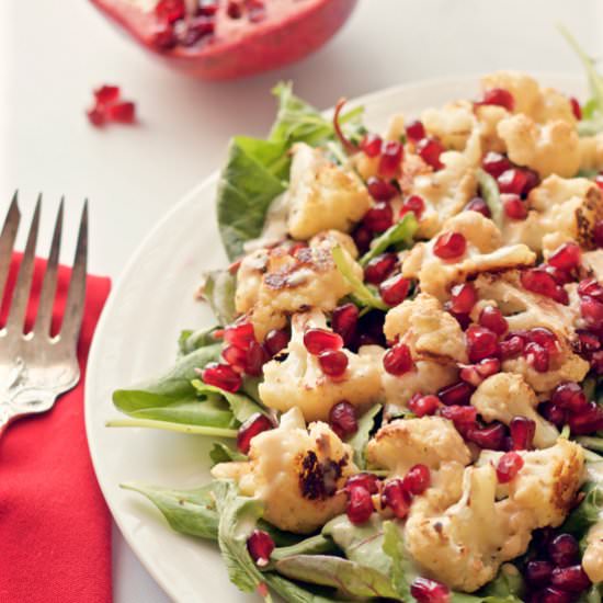 Kale-cauliflower-pomegranate salad
