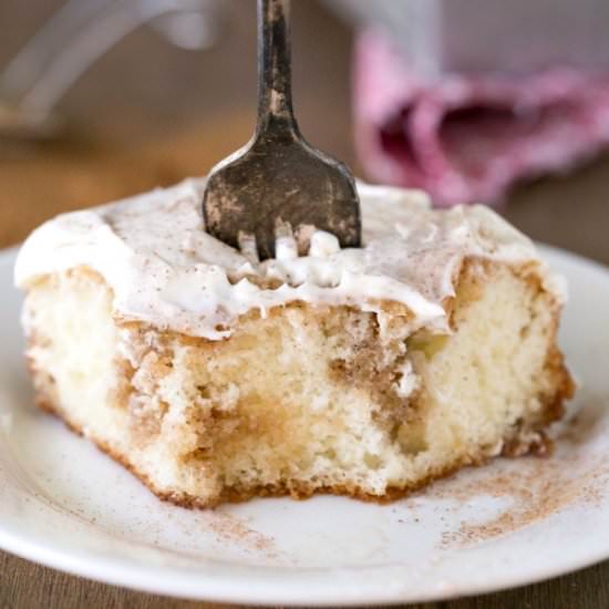 Cinnamon Roll Poke Cake