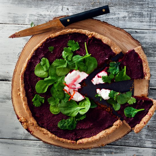 Whole Wheat Beet Pesto Tart