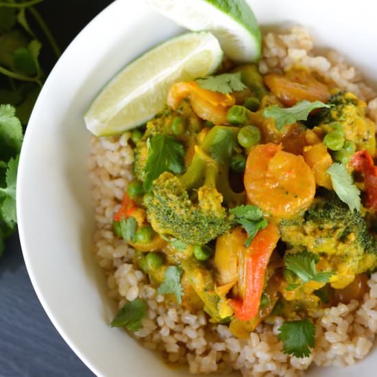 Coconut Curry with Shrimp & Veggies