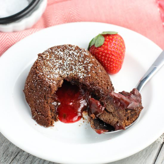 Mini Chocolate Strawberry Lava Cake