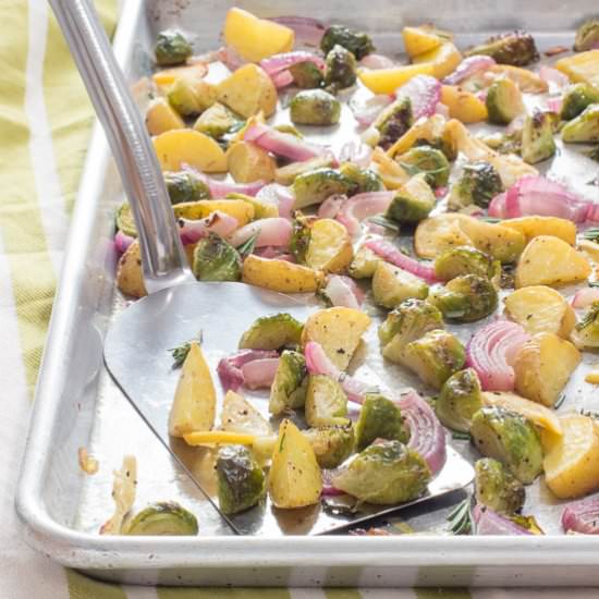 Roasted Brussels Sprouts & Potatoes