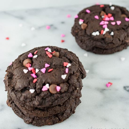 Double Chocolate Valentines Cookies