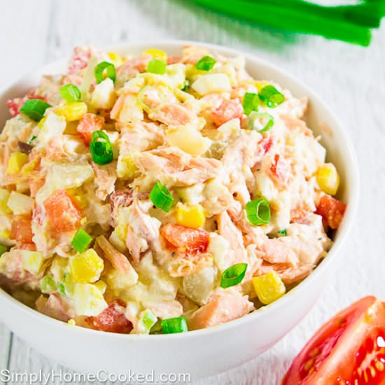 Potato Salad with Baked Salmon