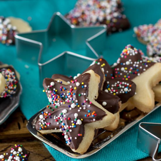 Chocolate Covered Sprinkle Cookies